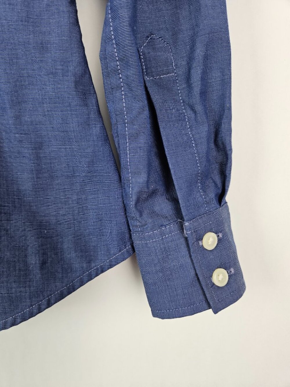 Banana Republic Tailored Fit Button Front Dress Shirt Indigo 2 Petite - Picture 4 of 7